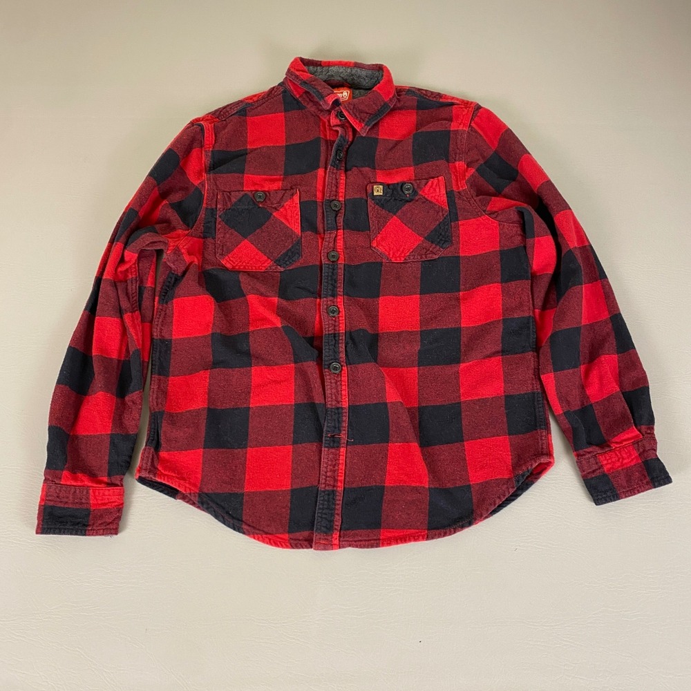 Coleman Flannel Jacket Shirt Shacket Men's Large Red‎ Black Buffalo Plaid *
